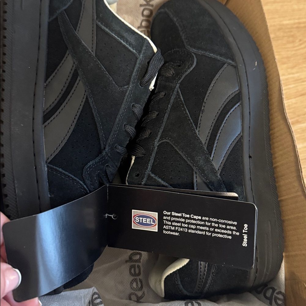 Reebok SOYAY Women’s Black Suede Sneakers Oxford Work Steel Safety Toe Casual 9W - Picture 6 of 14